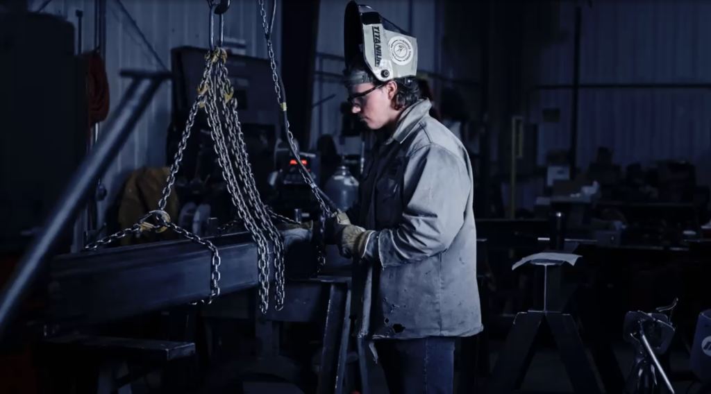 Man working in steel shop